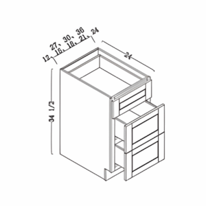 3 drawer base cabinet 12"