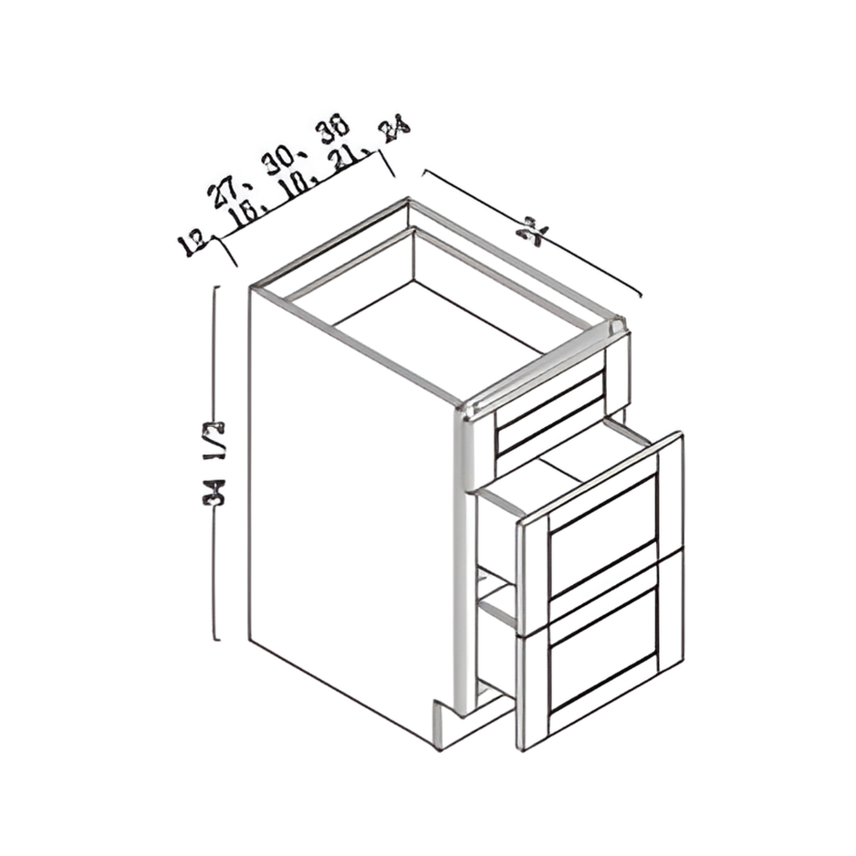 3 drawer base cabinet 12"