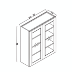 glass wall cabinet 2 doors 30"w x 36"h (copy)