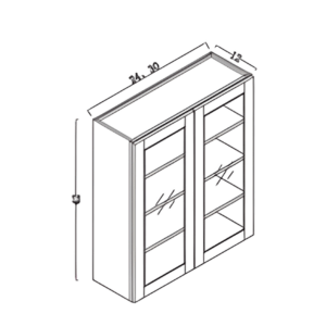 glass wall cabinet 2 doors 30"w x 36"h (copy)