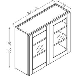 WALL CABINET 42"W x 36"H x 12"D WITH 2 DOORS, 2 ADJUSTABLE SHELVES