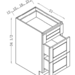 3 Drawer Vanity Cabinet 24"W x 34.5"H x 21"D