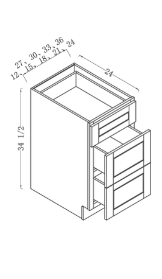 THREE DRAWER BASE CABINET 27"W x 34.5"H x 24"D