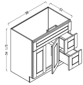 COMBINATION VANITY SINK CABINET 36"W x 34-1/2"H x 21"D WITH 2 DOOR ON LEFT