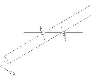 QUARTER ROUND MOLDING 96"L x 3/4"H x 3/4"D